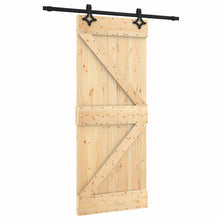 Schuifdeur Naturel en Zwart 85 x 210 cm Massief Grenenhout