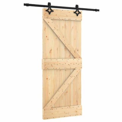 Schuifdeur Naturel en Zwart 85 x 210 cm Massief Grenenhout