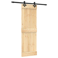 Schuifdeur Naturel en Zwart 70 x 210 cm Massief Grenenhout