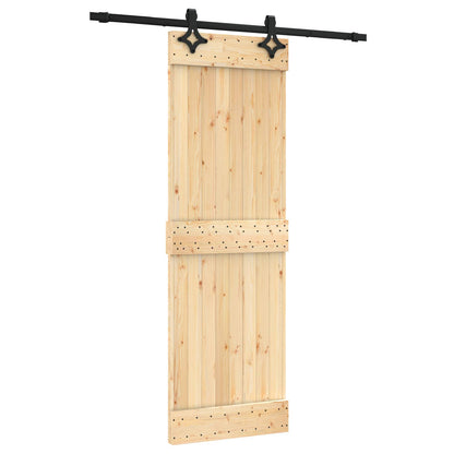 Schuifdeur Naturel en Zwart 70 x 210 cm Massief Grenenhout