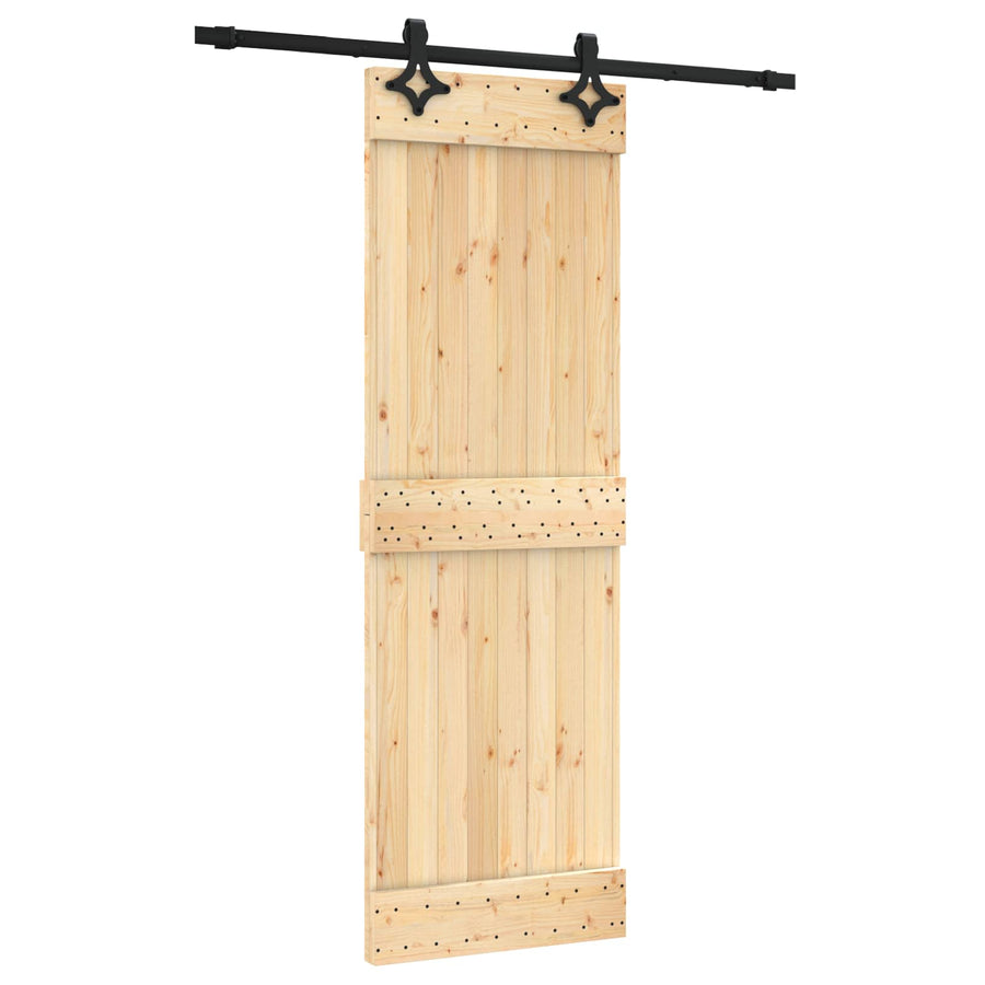 Schuifdeur Naturel en Zwart 70 x 210 cm Massief Grenenhout
