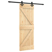 Schuifdeur Naturel en Zwart 70 x 210 cm Massief Grenenhout