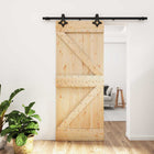 Schuifdeur 210x85 cm massief grenenhout zwart