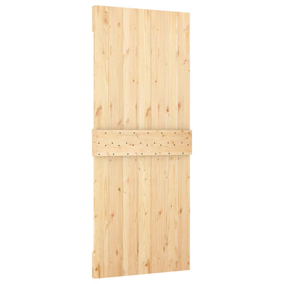 Schuifdeur Naturel en Zwart 85 x 210 cm Massief Grenenhout