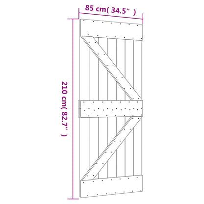Schuifdeur Naturel en Zwart 85 x 210 cm Massief Grenenhout