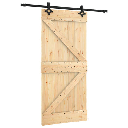 Schuifdeur Naturel en Zwart 95 x 210 cm Massief Grenenhout