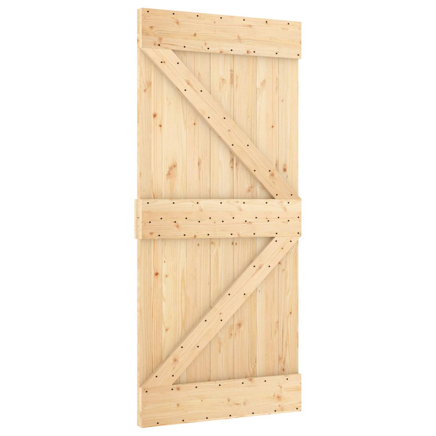 Schuifdeur Naturel en Zwart 95 x 210 cm Massief Grenenhout