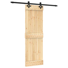 Schuifdeur Naturel en Zwart 70 x 210 cm Massief Grenenhout
