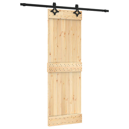 Schuifdeur Naturel en Zwart 70 x 210 cm Massief Grenenhout