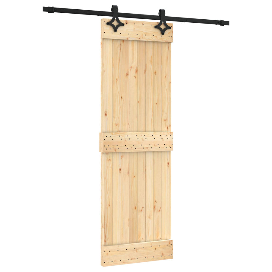 Schuifdeur Naturel en Zwart 70 x 210 cm Massief Grenenhout