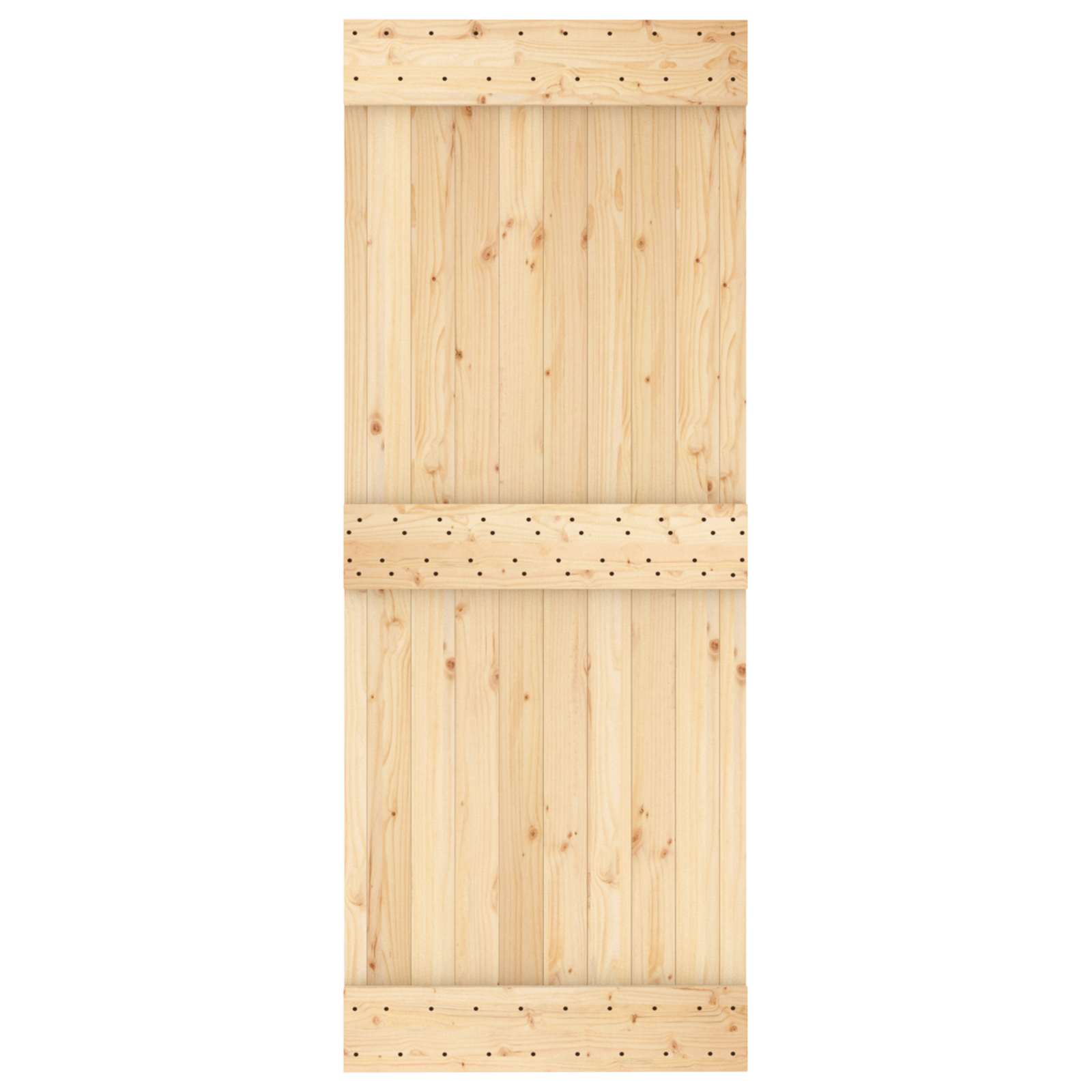 Schuifdeur Naturel en Zwart 80 x 210 cm Massief Grenenhout