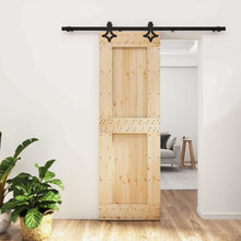 Schuifdeur Naturel en Zwart 70 x 210 cm Massief Grenenhout