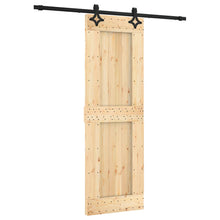 Schuifdeur Naturel en Zwart 70 x 210 cm Massief Grenenhout