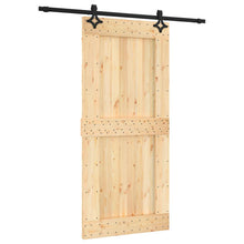 Schuifdeur Naturel en Zwart 95 x 210 cm Massief Grenenhout