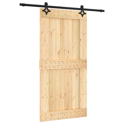 Schuifdeur Naturel en Zwart 100 x 210 cm Massief Grenenhout