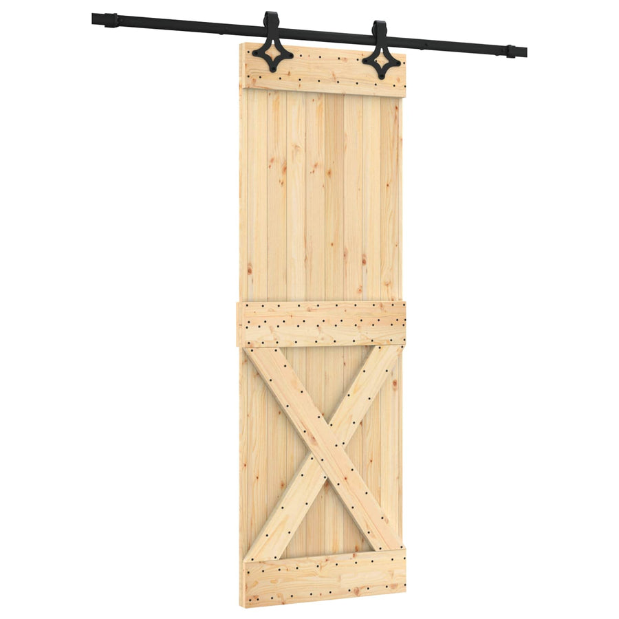 Schuifdeur Naturel en Zwart 70 x 210 cm Massief Grenenhout