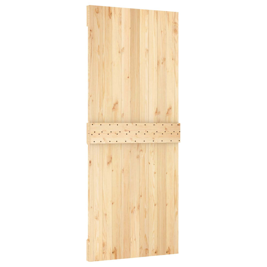 Schuifdeur Naturel en Zwart 85 x 210 cm Massief Grenenhout
