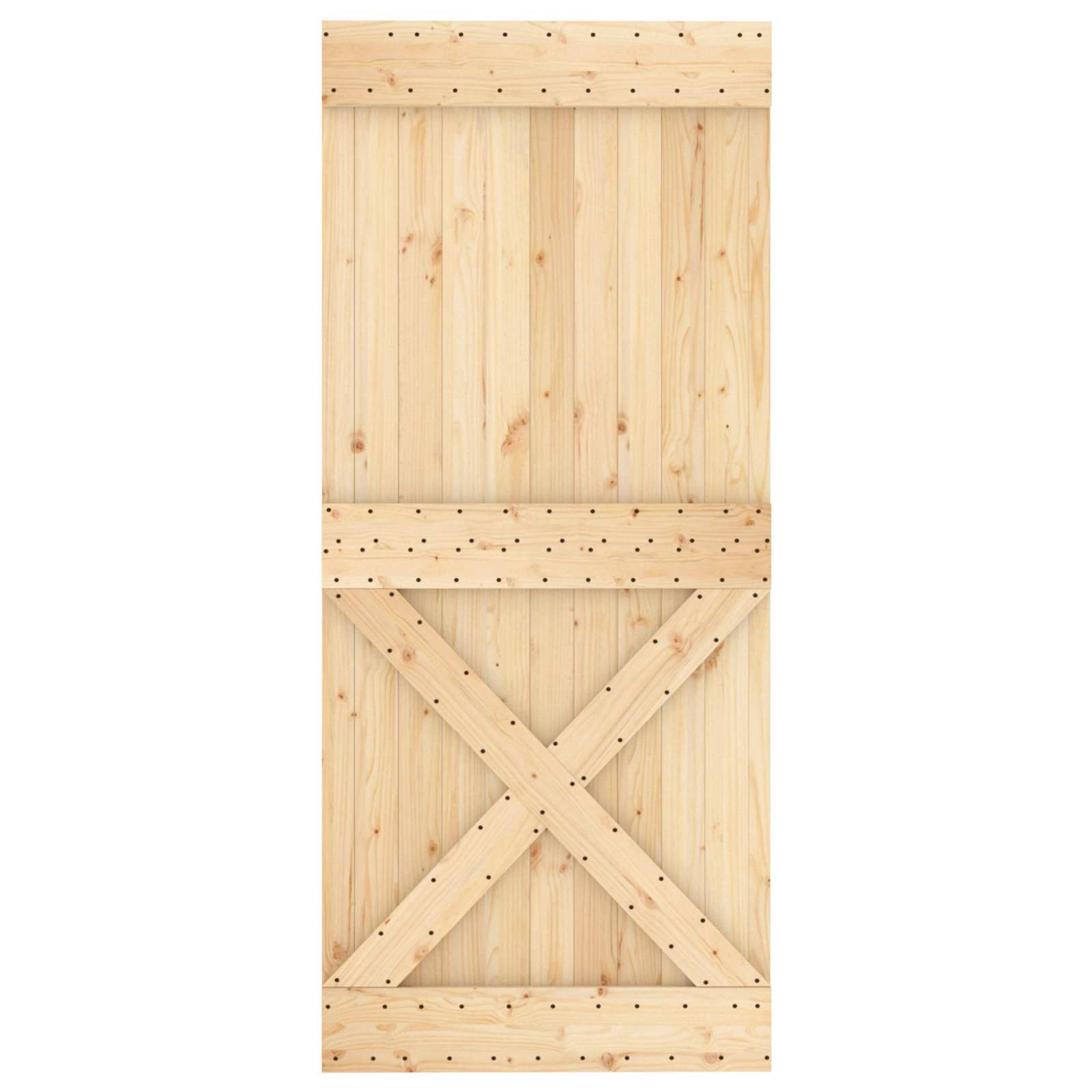 Schuifdeur Naturel en Zwart 90 x 210 cm Massief Grenenhout