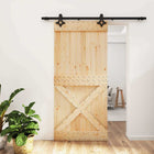 Schuifdeur massief grenenhout 95x210 cm naturel zwart