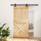 Schuifdeur massief grenenhout 100x210 cm naturel zwart