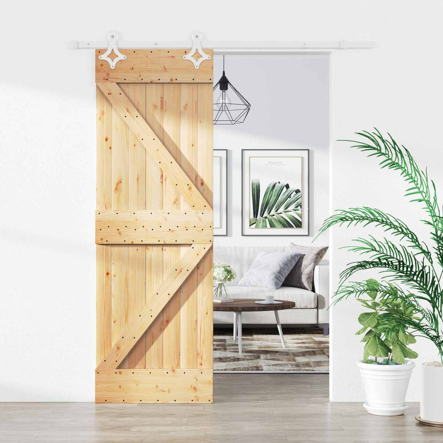 Schuifdeur Natuurlijk en Wit 70 x 210 cm Massief Grenenhout