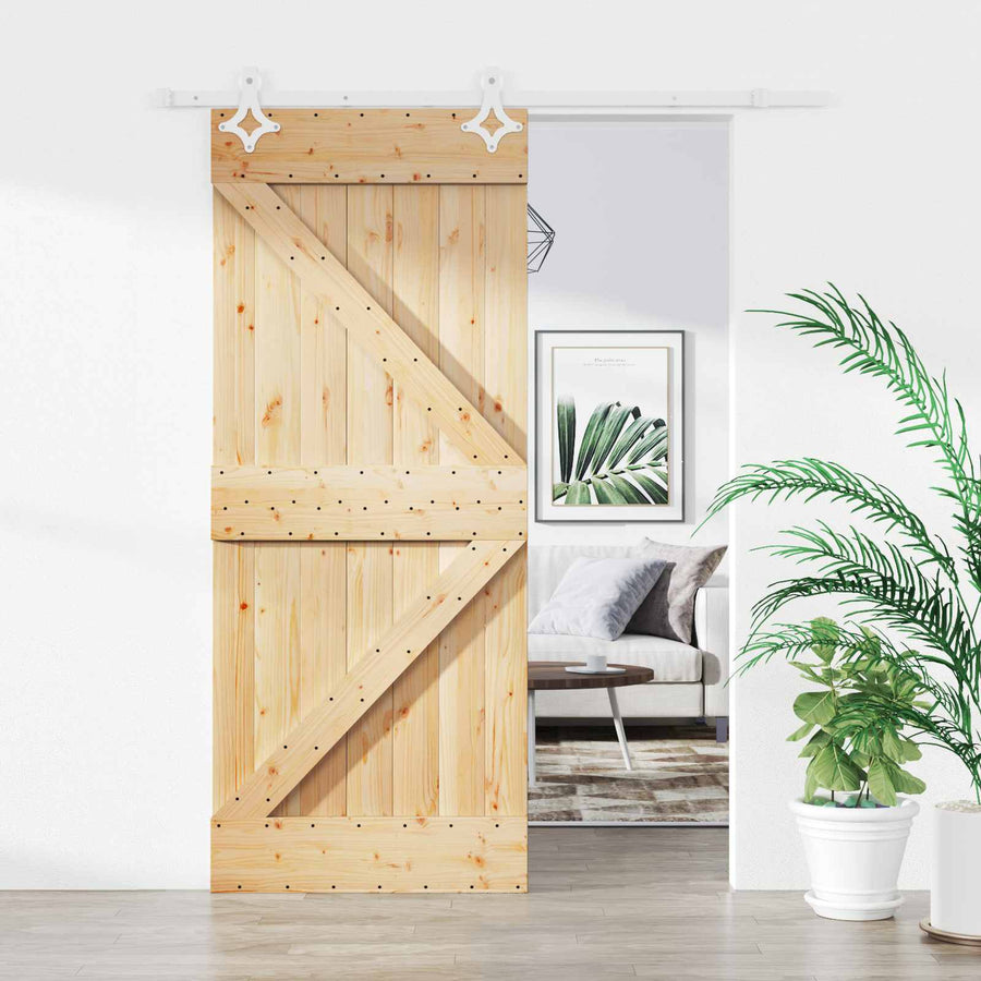 Schuifdeur Natuurlijk en Wit 85 x 210 cm Massief Grenenhout