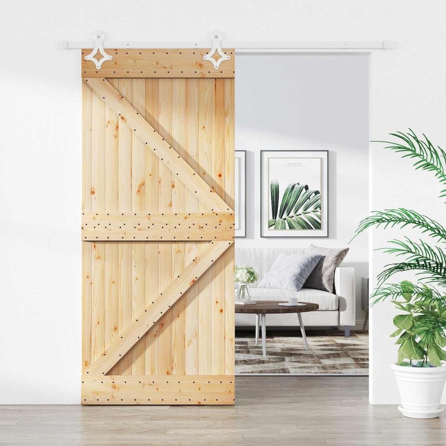 Schuifdeur Natuurlijk en Wit 90 x 210 cm Massief grenenhout