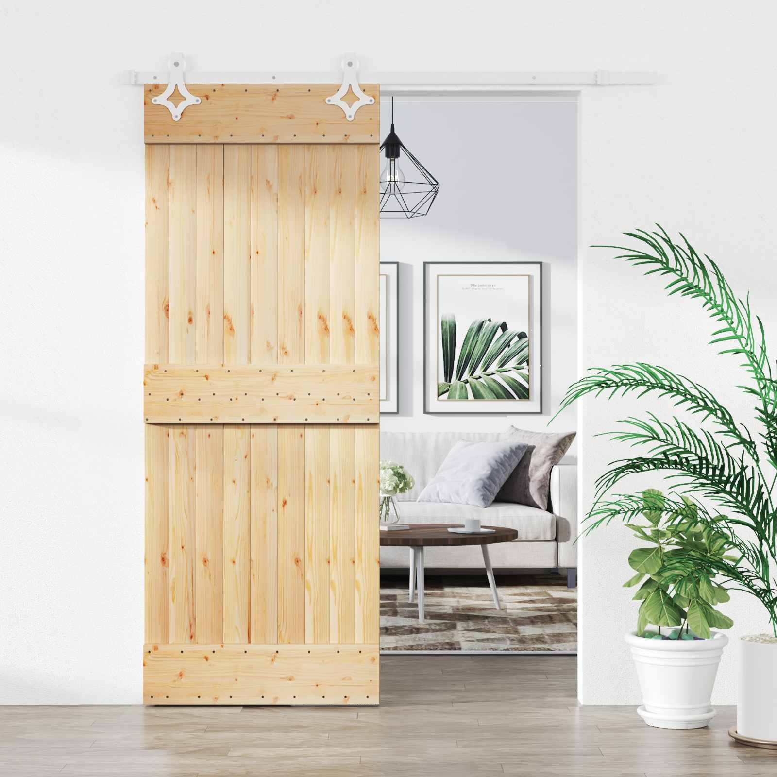 Schuifdeur Natuurlijk en Wit 70 x 210 cm Massief Grenenhout