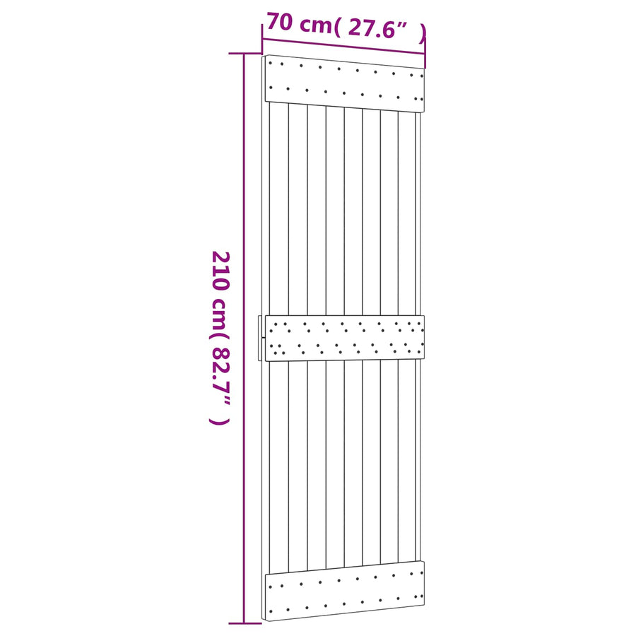 Schuifdeur Natuurlijk en Wit 70 x 210 cm Massief Grenenhout