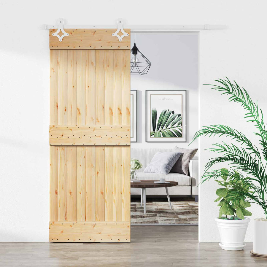 Schuifdeur Natuurlijk en Wit 85 x 210 cm Massief Grenenhout