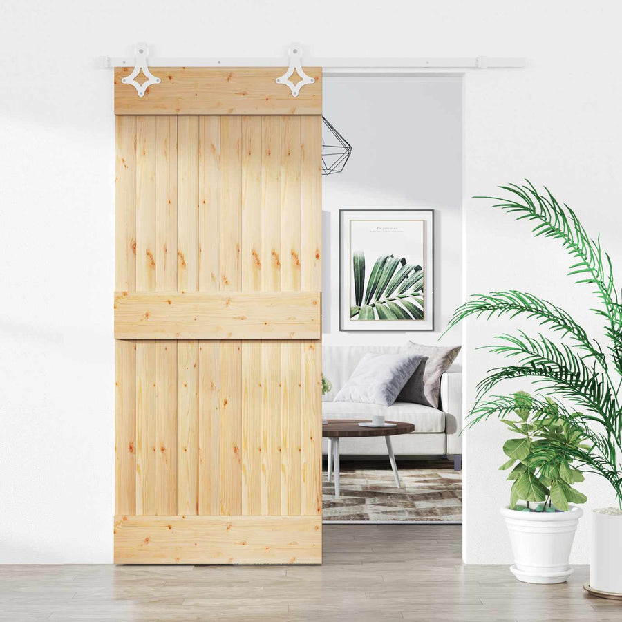 Schuifdeur Natuurlijk en Wit 90 x 210 cm Massief Grenenhout