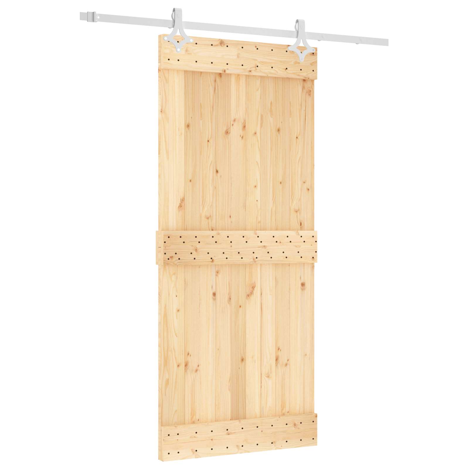 Schuifdeur Natuurlijk en Wit 90 x 210 cm Massief Grenenhout