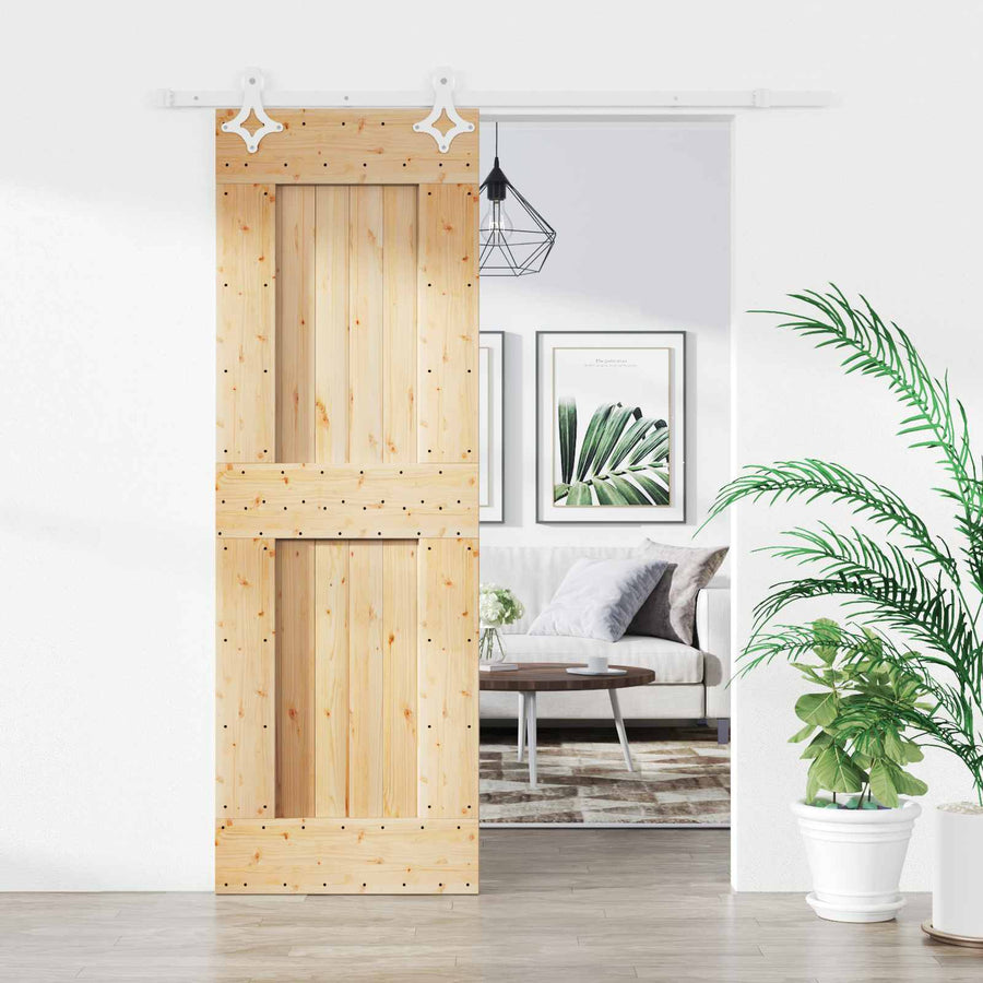 Schuifdeur Natuurlijk en Wit 70 x 210 cm Massief Grenenhout
