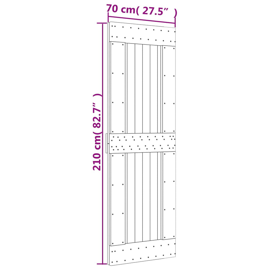 Schuifdeur Natuurlijk en Wit 70 x 210 cm Massief Grenenhout
