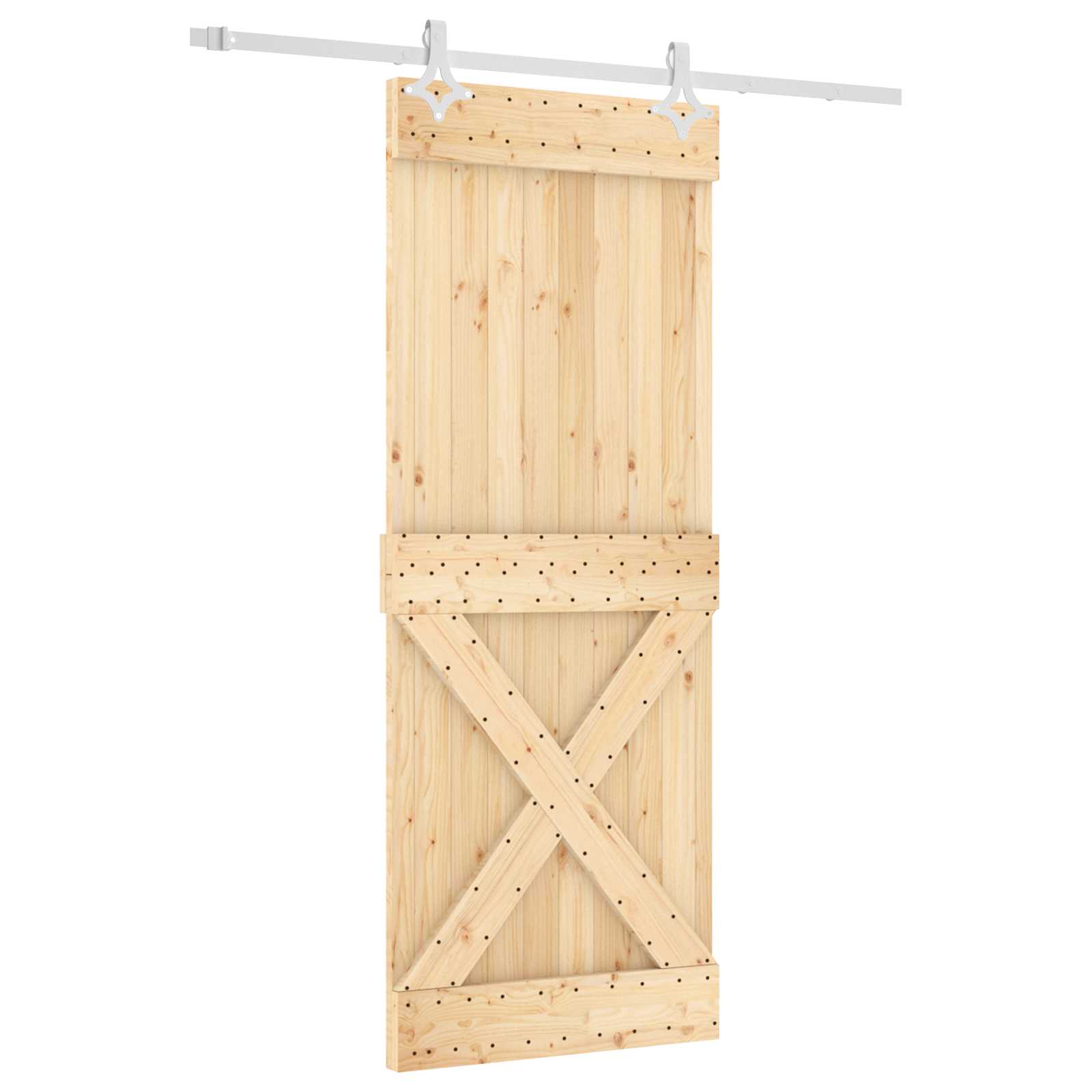 Schuifdeur Natuurlijk en Wit 80 x 210 cm Massief Grenenhout