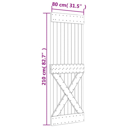 Schuifdeur Natuurlijk en Wit 80 x 210 cm Massief Grenenhout