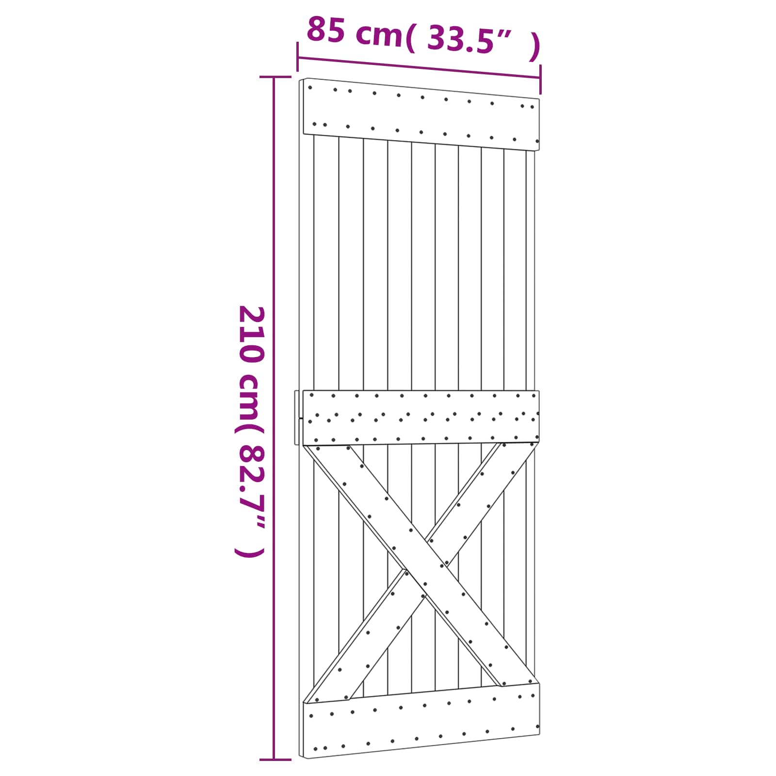 Schuifdeur Natuurlijk en Wit 85 x 210 cm Massief Grenenhout