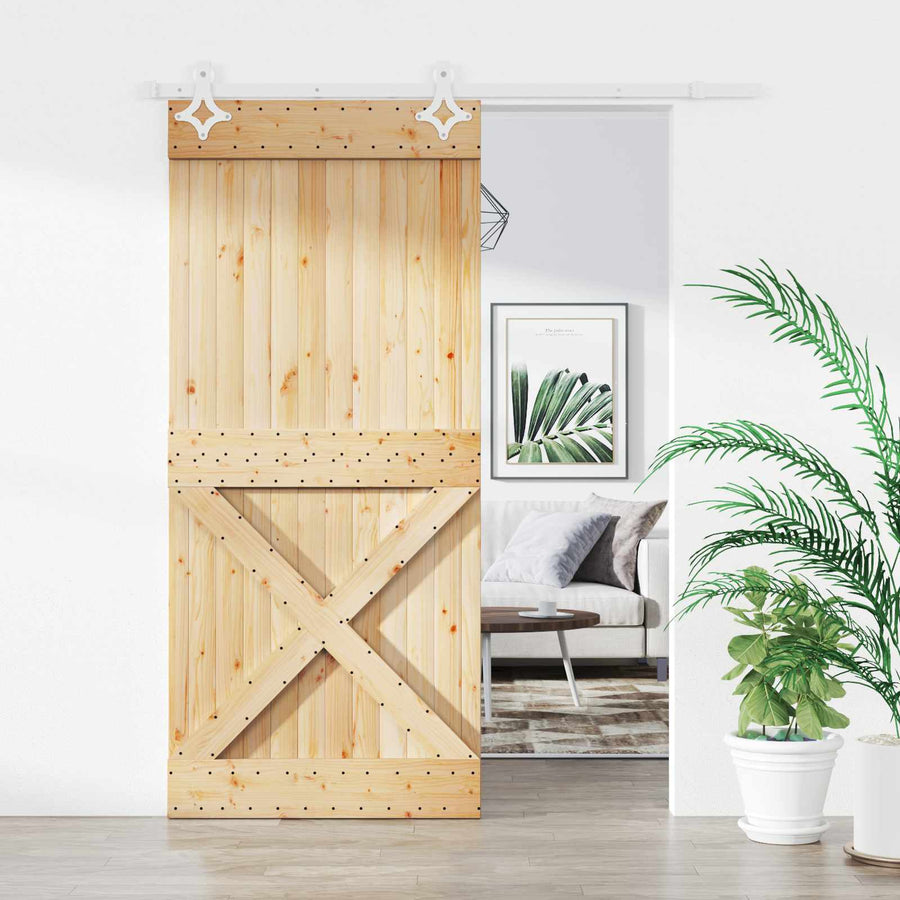 Schuifdeur Natuurlijk en Wit 90 x 210 cm Massief Grenenhout