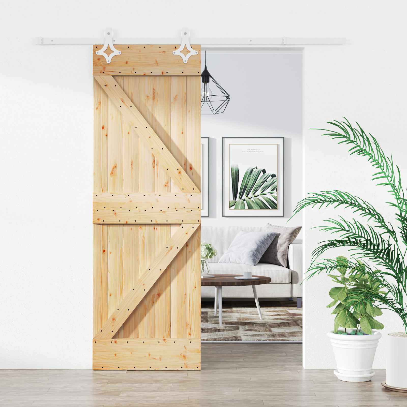 Schuifdeur Natuurlijk en Wit 70 x 210 cm Massief Grenenhout