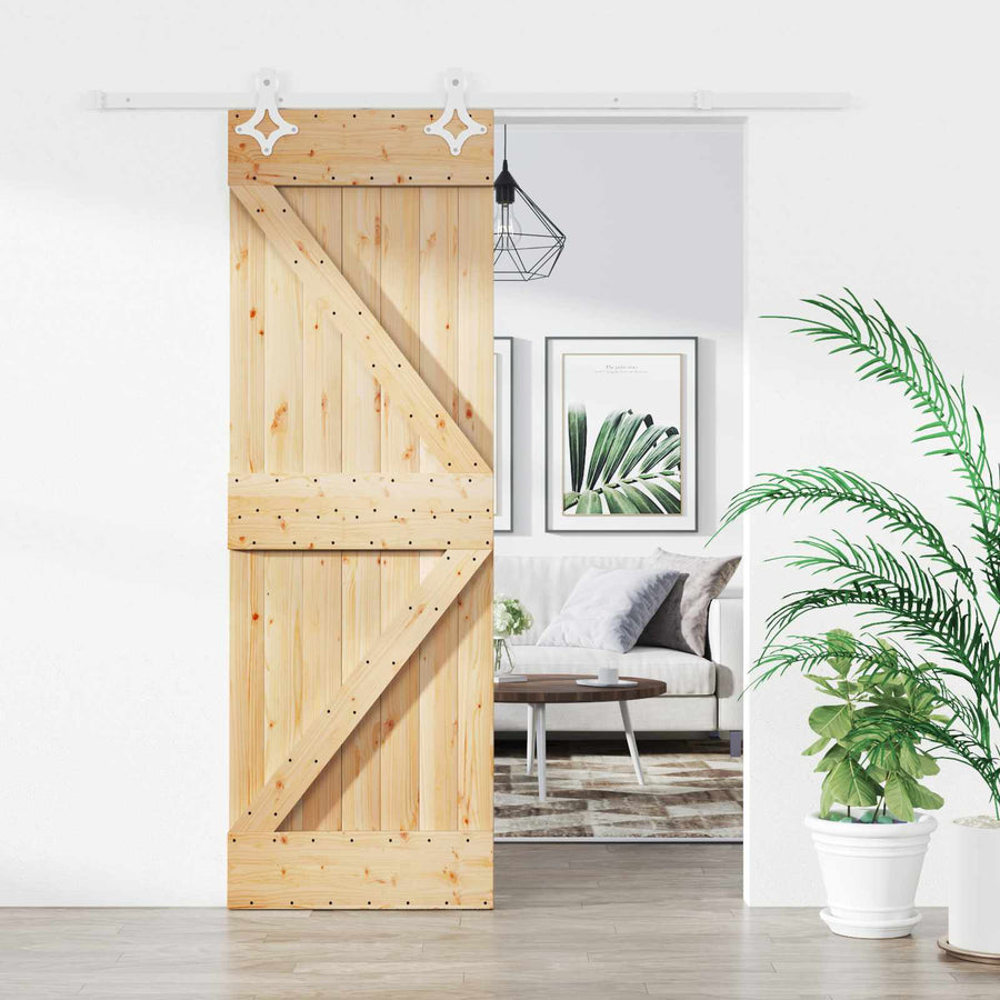 Schuifdeur Natuurlijk en Wit 70 x 210 cm Massief Grenenhout