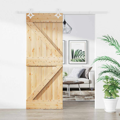 Schuifdeur Natuurlijk en Wit 85 x 210 cm Massief Grenenhout