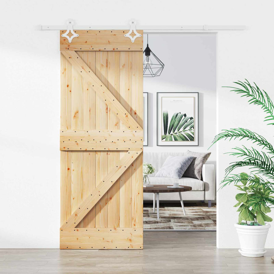 Schuifdeur Natuurlijk en Wit 85 x 210 cm Massief Grenenhout
