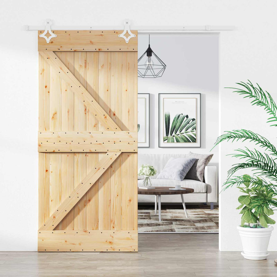 Schuifdeur Natuurlijk en Wit 95 x 210 cm Massief Grenenhout