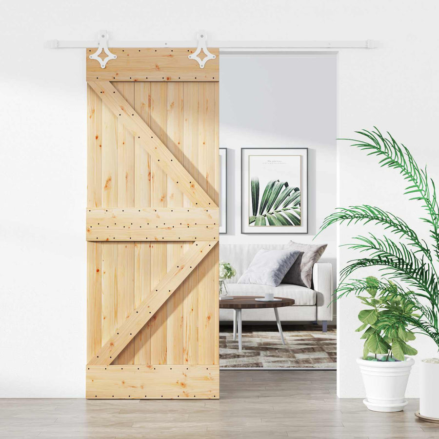 Schuifdeur Natuurlijk en Wit 80 x 210 cm Massief grenenhout