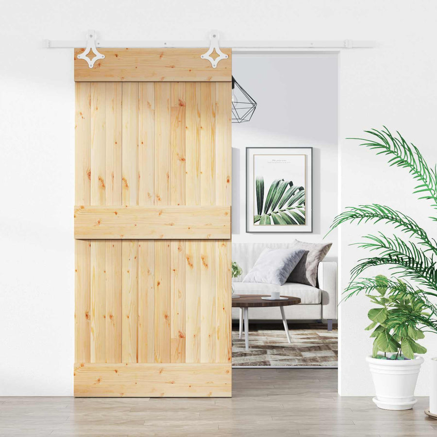 Schuifdeur Natuurlijk en Wit 95 x 210 cm Massief Grenenhout