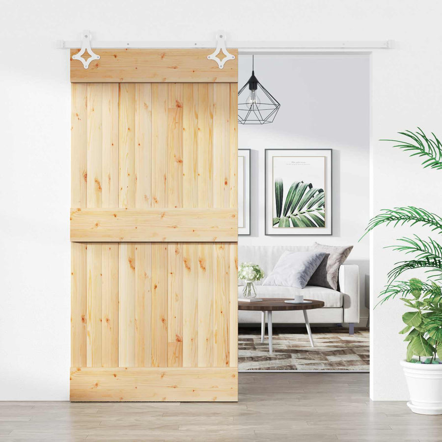 Schuifdeur Natuurlijk en Wit 100 x 210 cm Massief Grenenhout