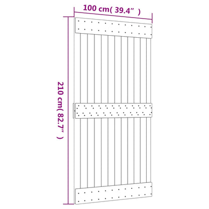 Schuifdeur Natuurlijk en Wit 100 x 210 cm Massief Grenenhout