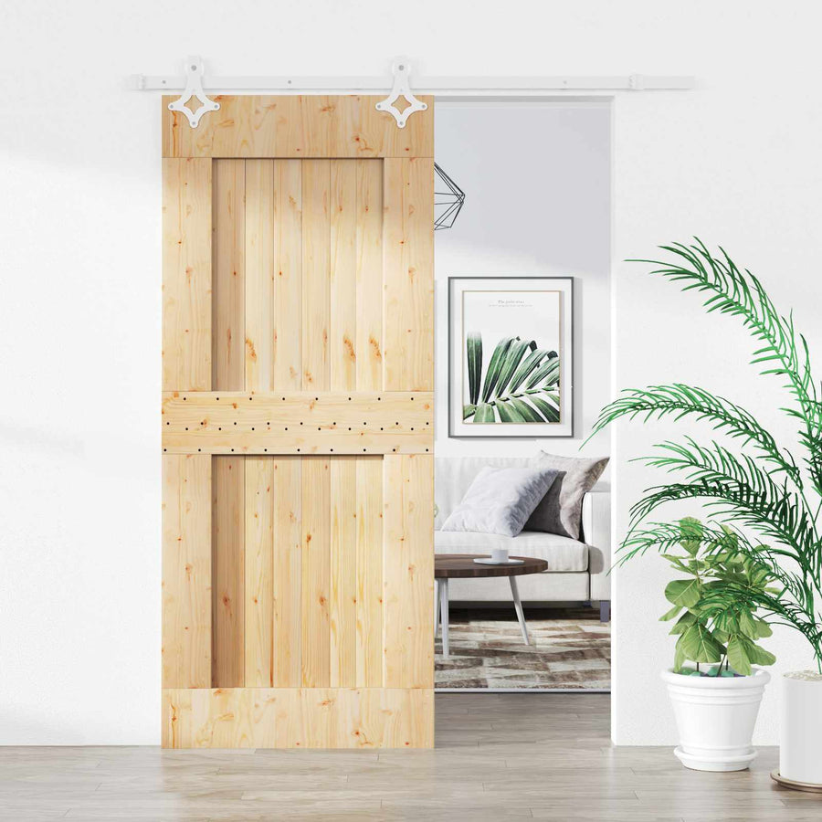 Schuifdeur Natuurlijk en Wit 85 x 210 cm Massief Grenenhout