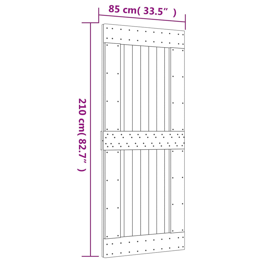 Schuifdeur Natuurlijk en Wit 85 x 210 cm Massief Grenenhout