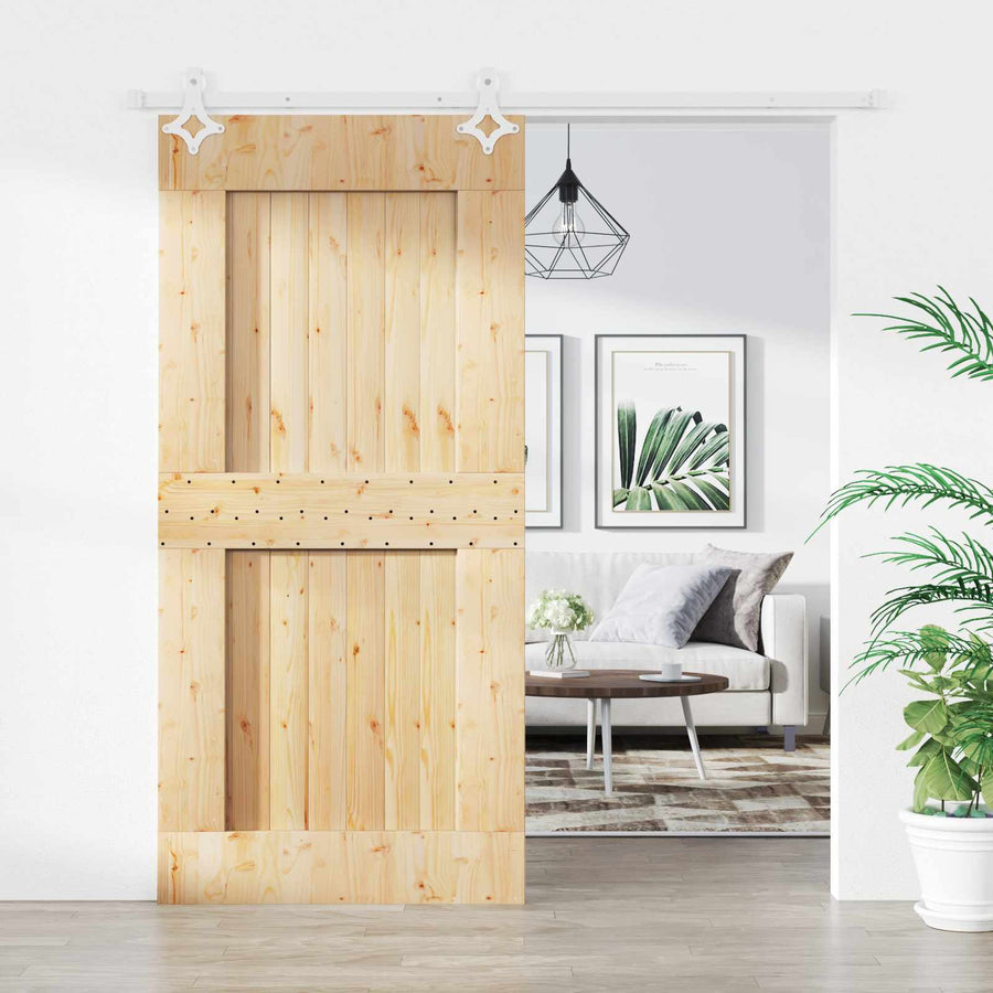 Schuifdeur Natuurlijk en Wit 95 x 210 cm Massief Grenenhout